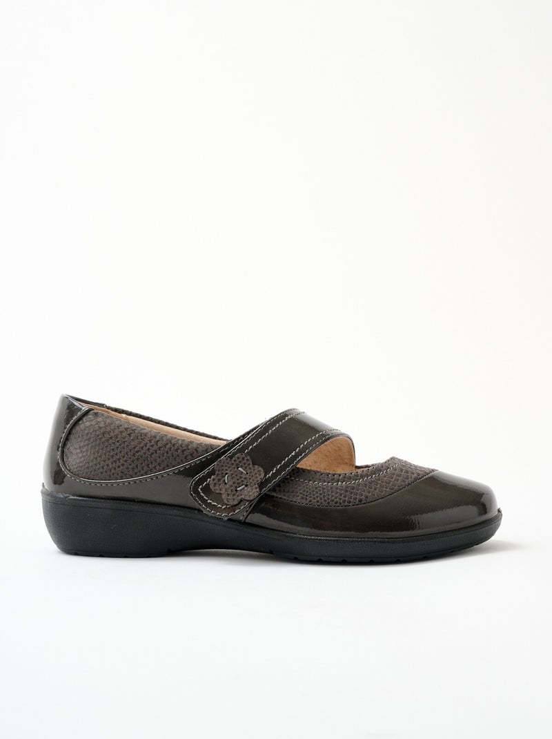 Bailarinas bebé de ancho ancho con tiras de velcro - Afibel Gris - Kiabi