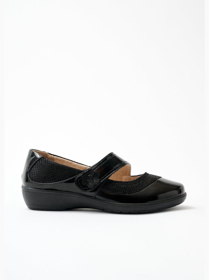 Bailarinas bebé de ancho ancho con tiras de velcro - Afibel Negro - Kiabi