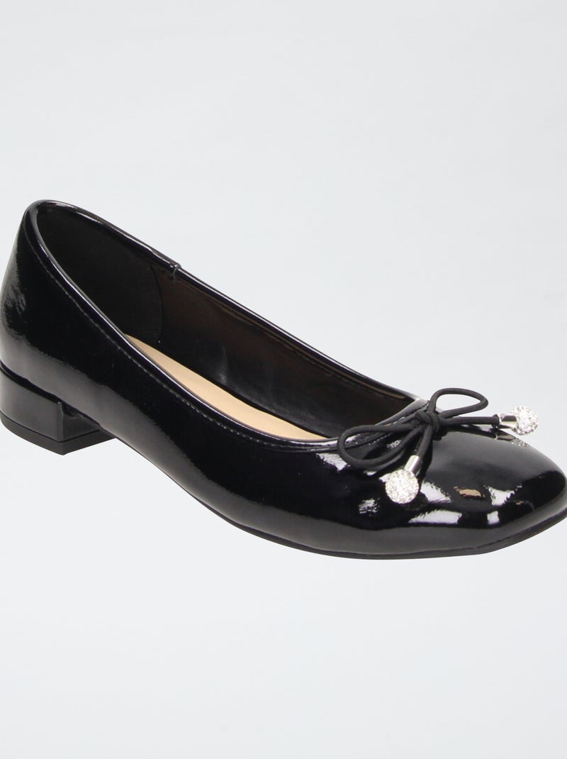 Bailarinas charol con tacón pequeño Negro - Kiabi