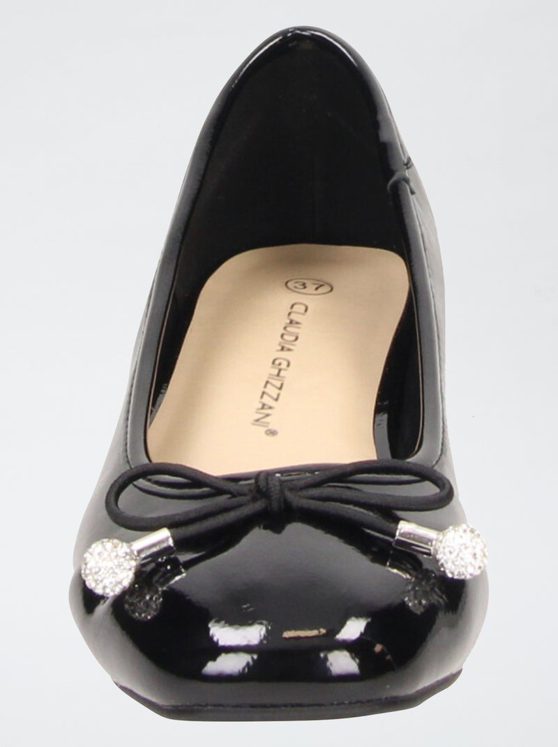 Bailarinas charol con tacón pequeño Negro - Kiabi