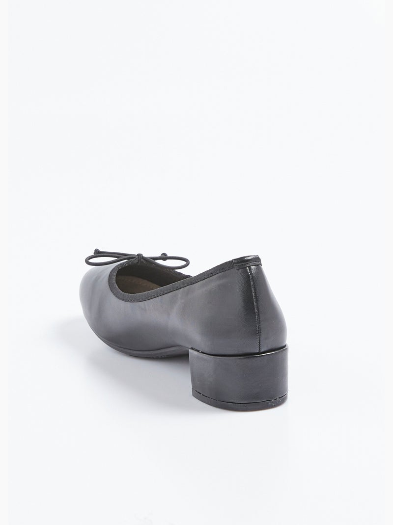 Bailarinas con tacón pequeño, ancho cómodo, lazo elegante. - Afibel Negro - Kiabi