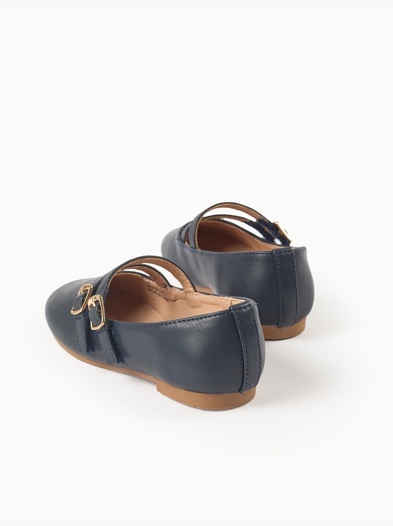 Bailarinas con tiras con hebilla decorativa Azul oscuro - Kiabi
