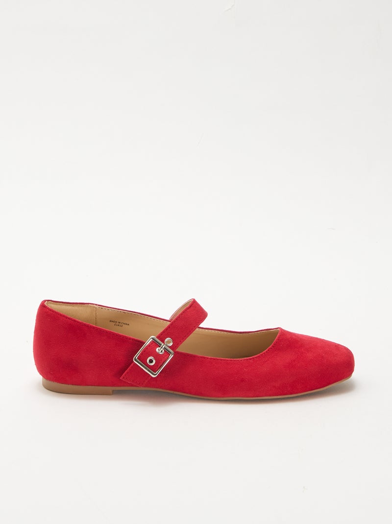 Bailarinas con tiras y efecto tachuelas Rojo - Kiabi