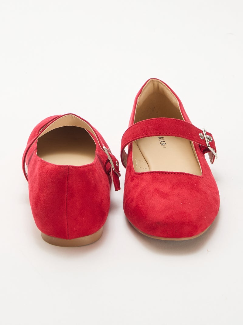 Bailarinas con tiras y efecto tachuelas Rojo - Kiabi
