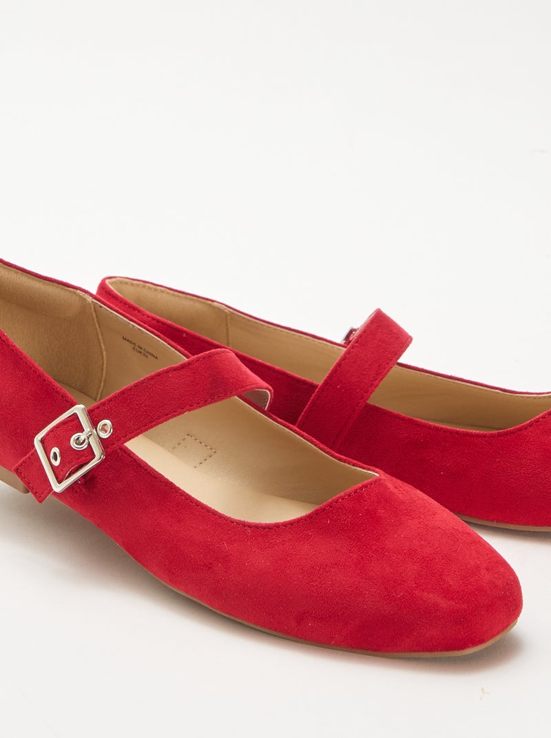 Bailarinas con tiras y efecto tachuelas Rojo - Kiabi