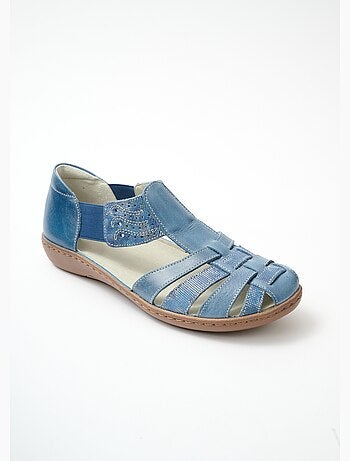 Bailarinas confort anchas de piel con elástico - Afibel