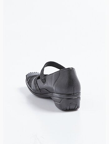 Bailarinas confort anchas de piel con tiras de velcro