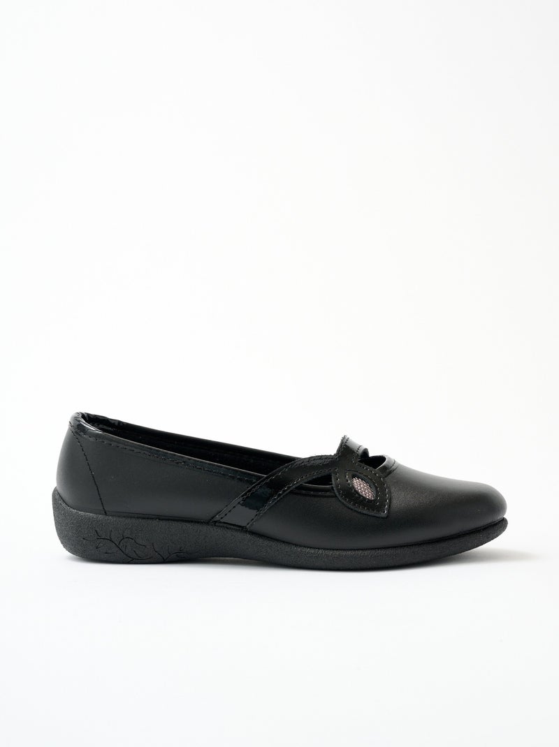 Bailarinas cruzadas confort anchas de piel - Afibel Negro - Kiabi