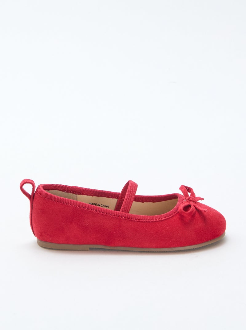Bailarinas de ante sintético con tira Rojo - Kiabi