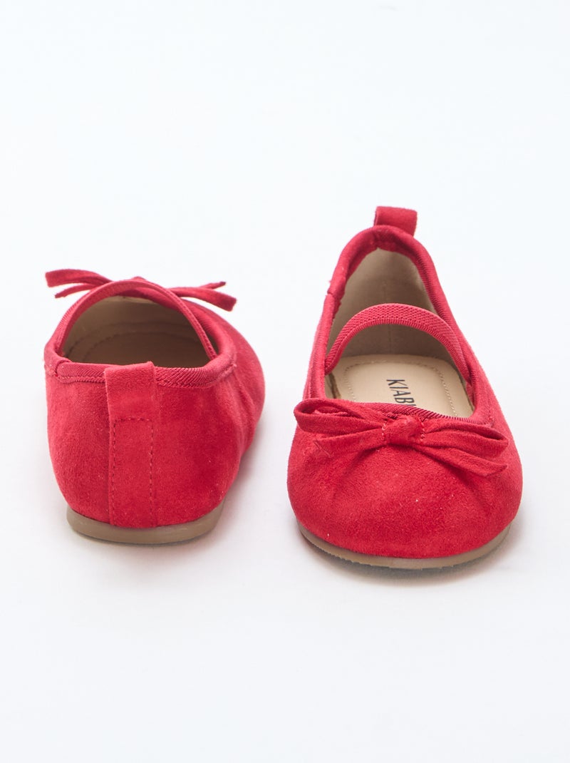 Bailarinas de ante sintético con tira Rojo - Kiabi