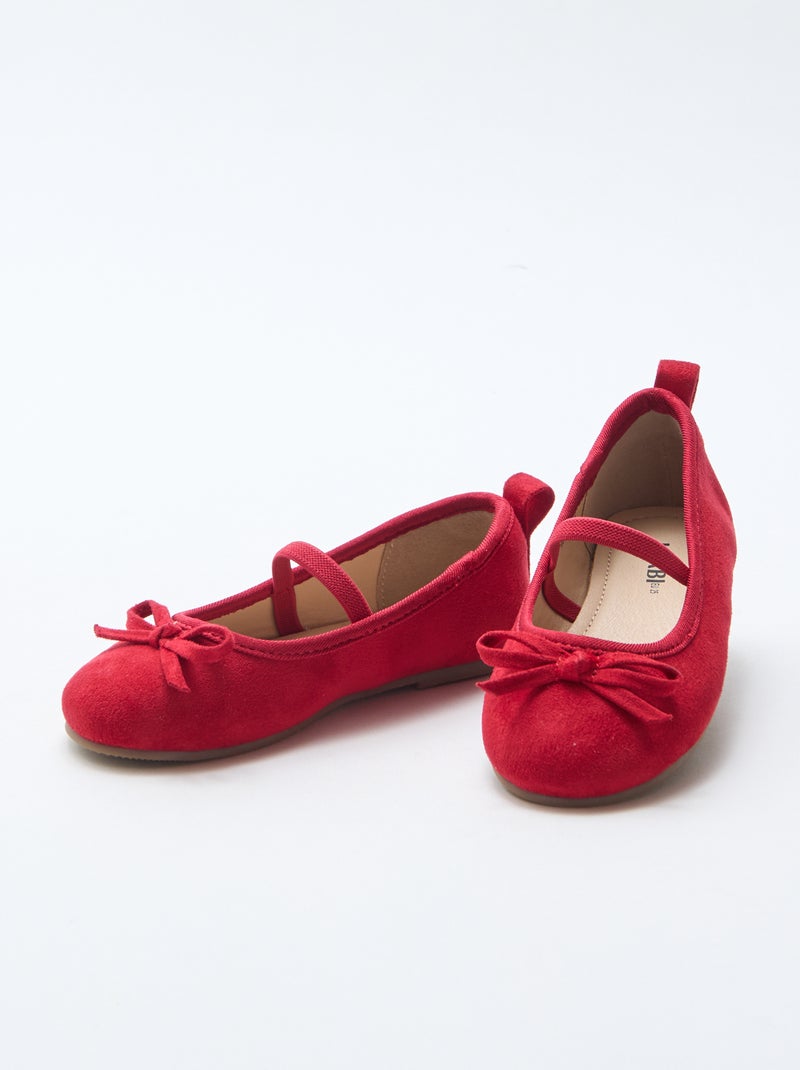 Bailarinas de ante sintético con tira Rojo - Kiabi