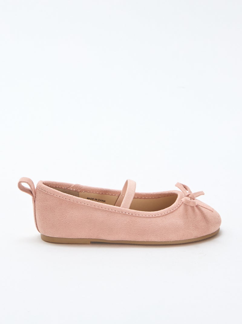 Bailarinas de antelina con tira Beige - Kiabi