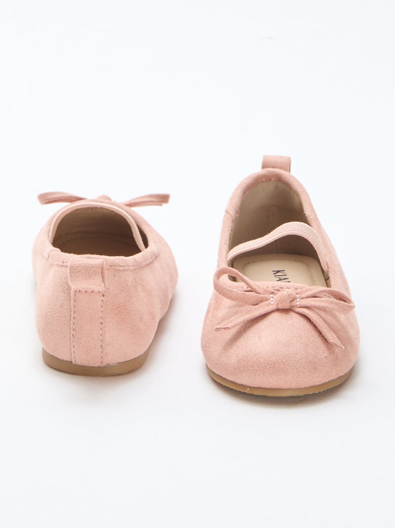 Bailarinas de antelina con tira Beige - Kiabi