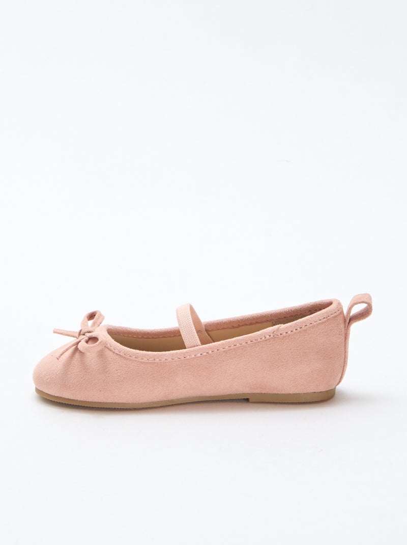Bailarinas de antelina con tira Beige - Kiabi