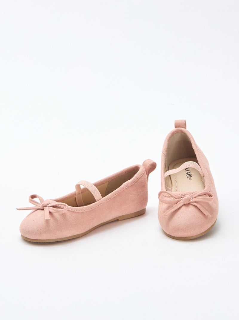 Bailarinas de antelina con tira Beige - Kiabi