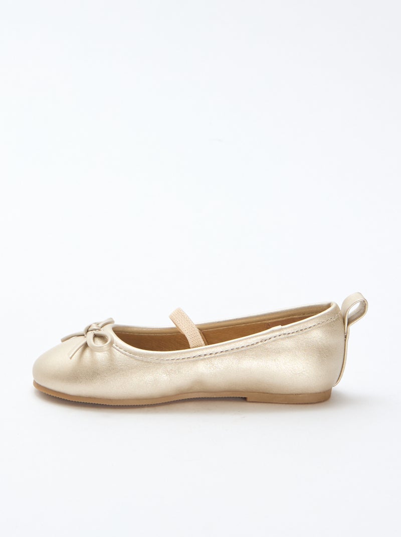 Bailarinas de imitación de cuero con tira Amarillo - Kiabi