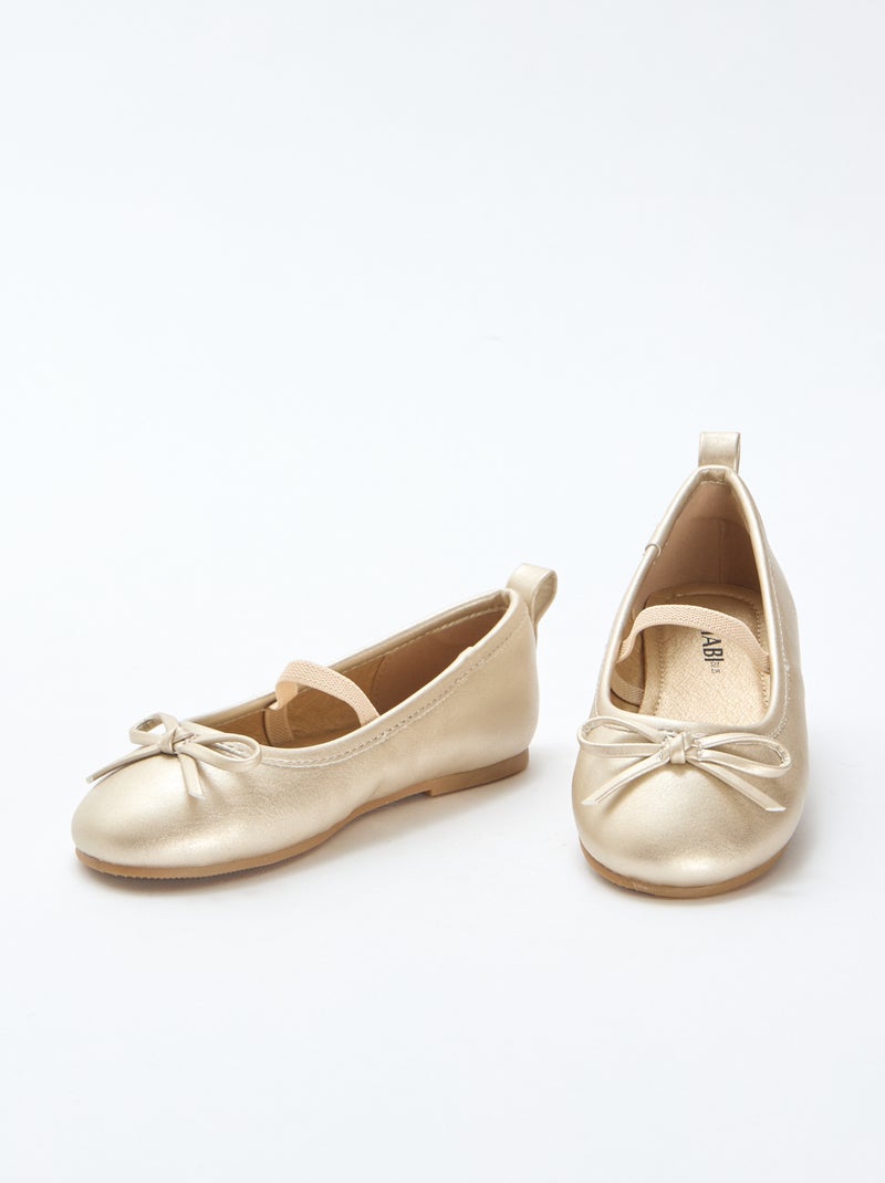 Bailarinas de imitación de cuero con tira Amarillo - Kiabi