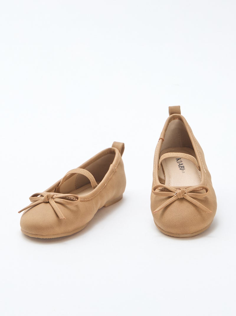 Bailarinas de imitación de cuero con tira Marron - Kiabi