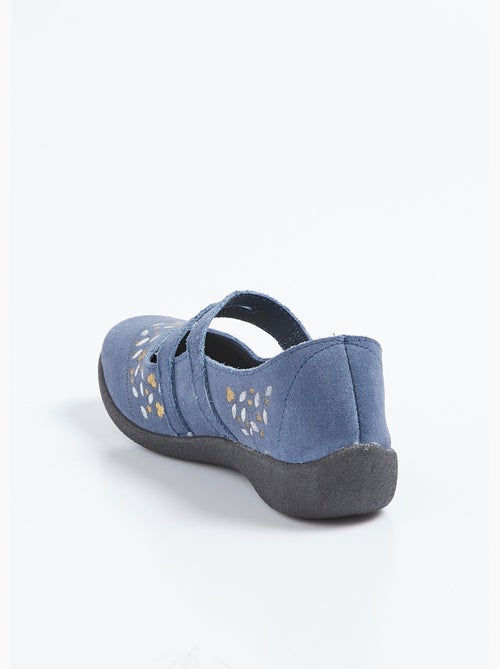 Bailarinas de piel con cuña y velcro, ancho confort - Afibel - Kiabi