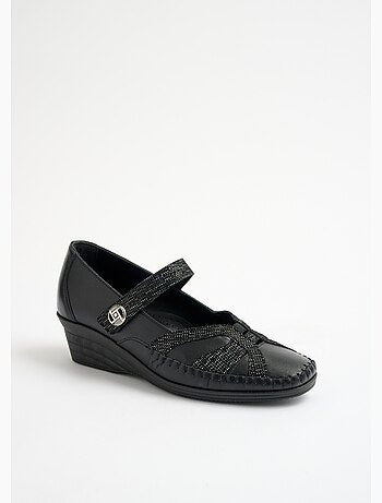 Bailarinas de piel de ancho cómodo con cierre de velcro - Afibel