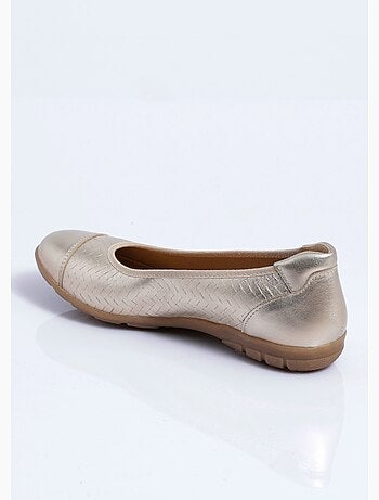 Bailarinas de piel estampada con efecto trenzado, ancho confort