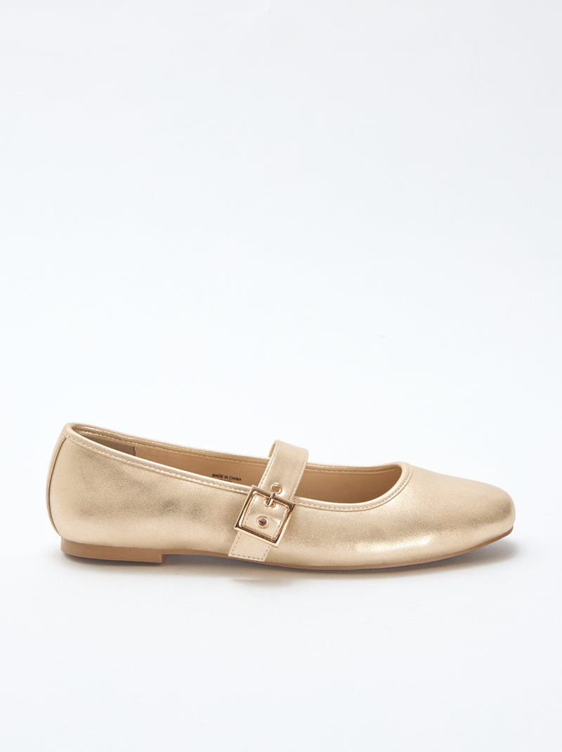 Bailarinas doradas con tiras Amarillo - Kiabi