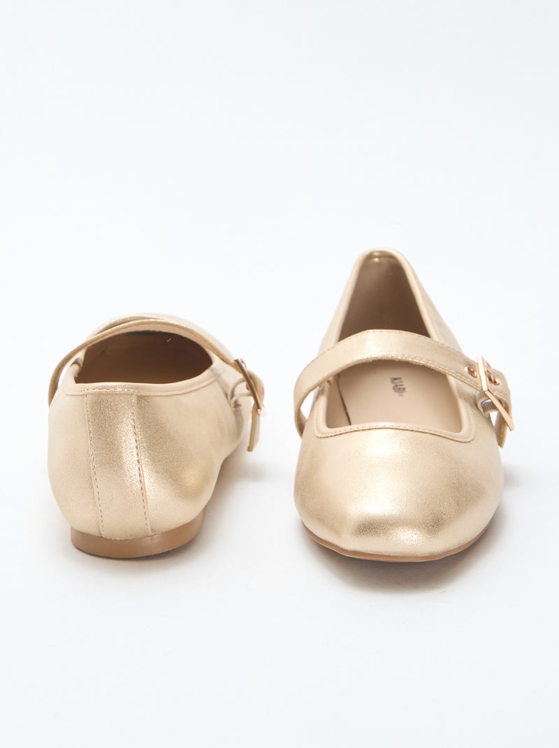 Bailarinas doradas con tiras Amarillo - Kiabi