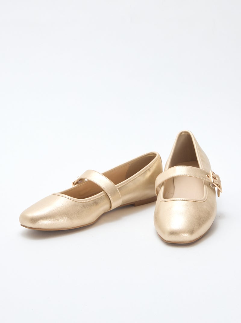 Bailarinas doradas con tiras Amarillo - Kiabi