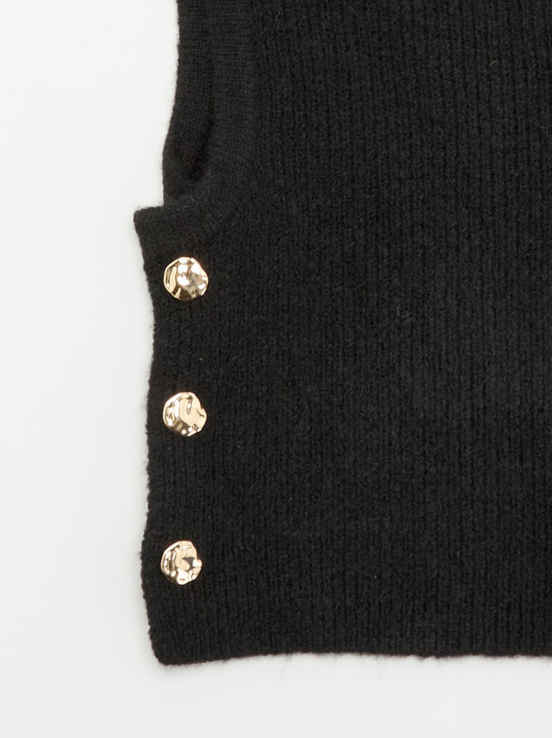 Balaclava de punto con botones dorados Negro - Kiabi