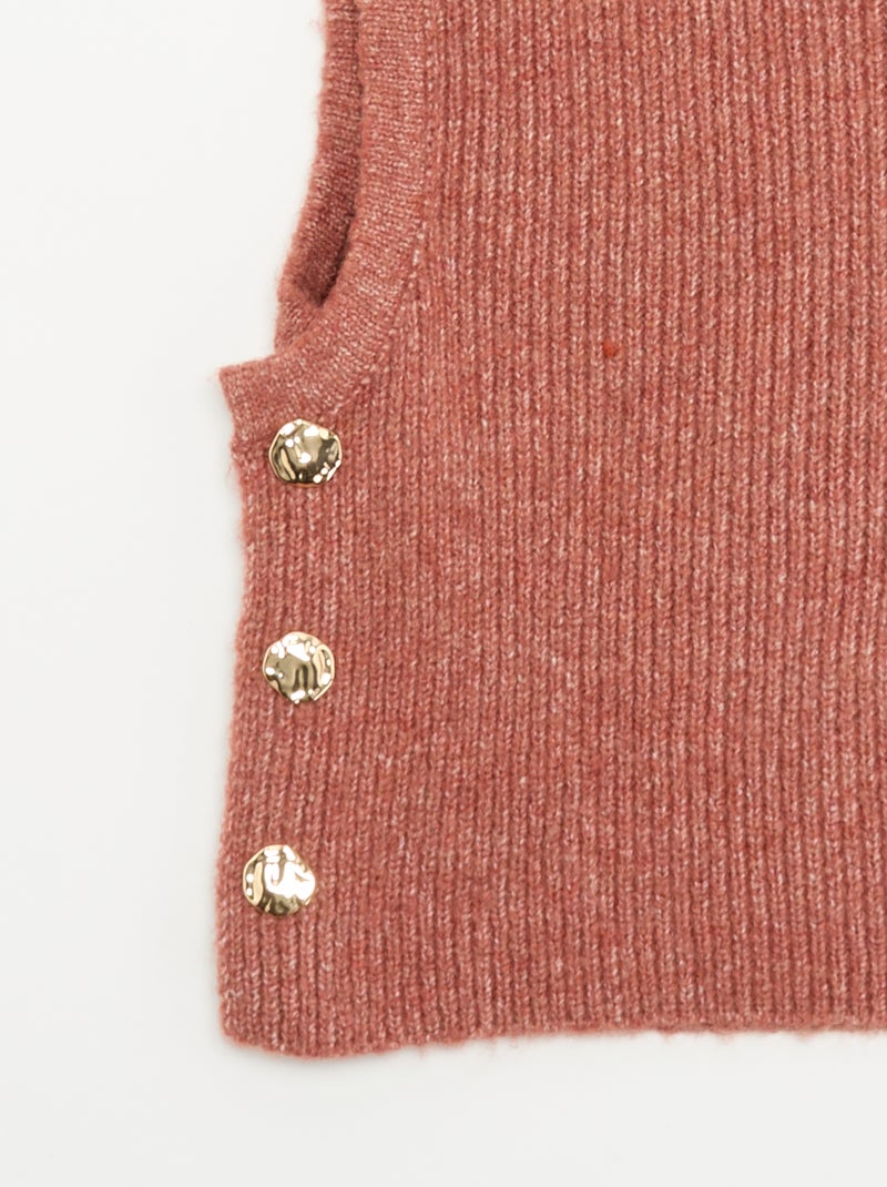 Balaclava de punto con botones dorados Rojo - Kiabi