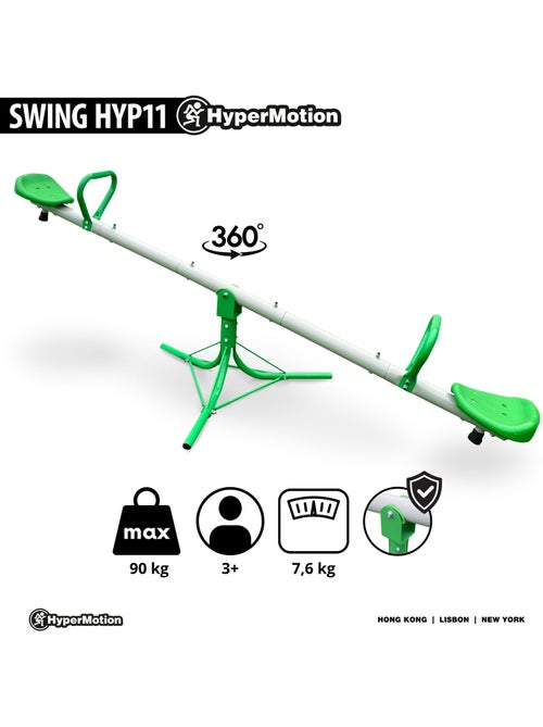 Balancín infantil jardín 2 en 1 giratorio 360° para 2 niños exterior – HyperMotion - Kiabi