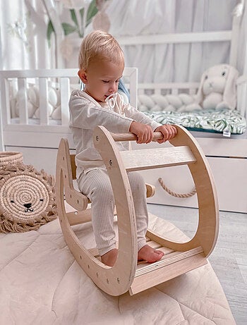 Balancín Montessori madera silla balancín 12m Mamabrum