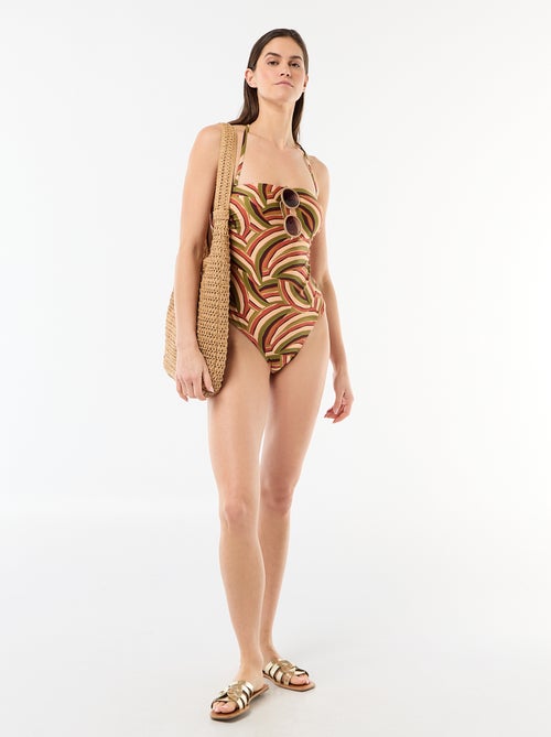 Bañador 1 pieza bandeau estampado - Kiabi
