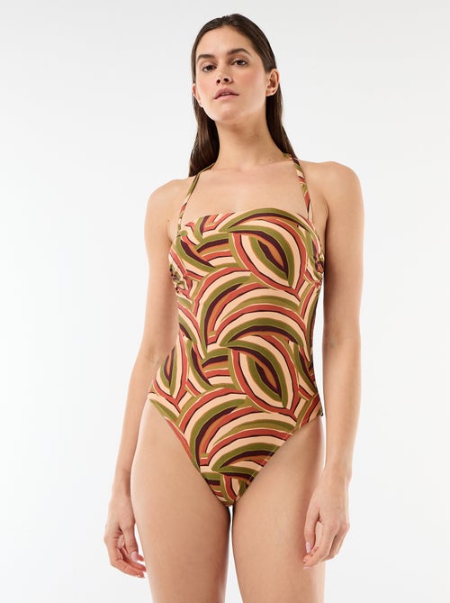 Bañador 1 pieza bandeau estampado - Kiabi