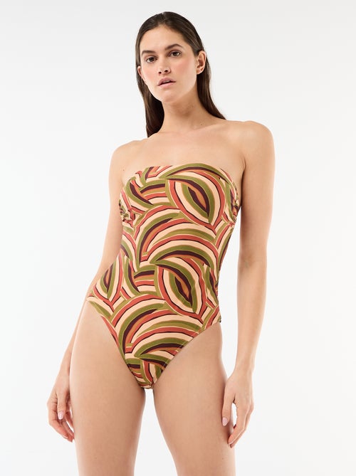 Bañador 1 pieza bandeau estampado - Kiabi