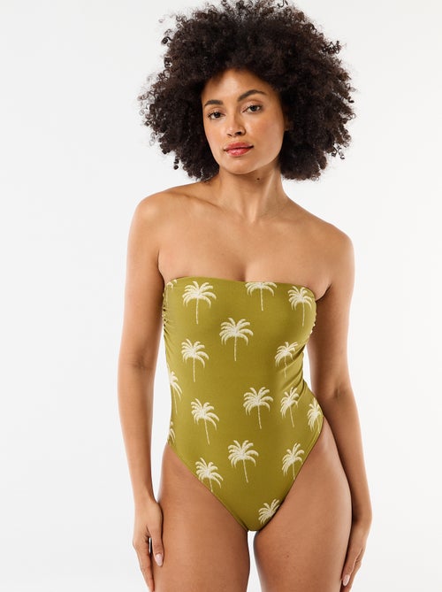 Bañador 1 pieza bandeau estampado - Kiabi