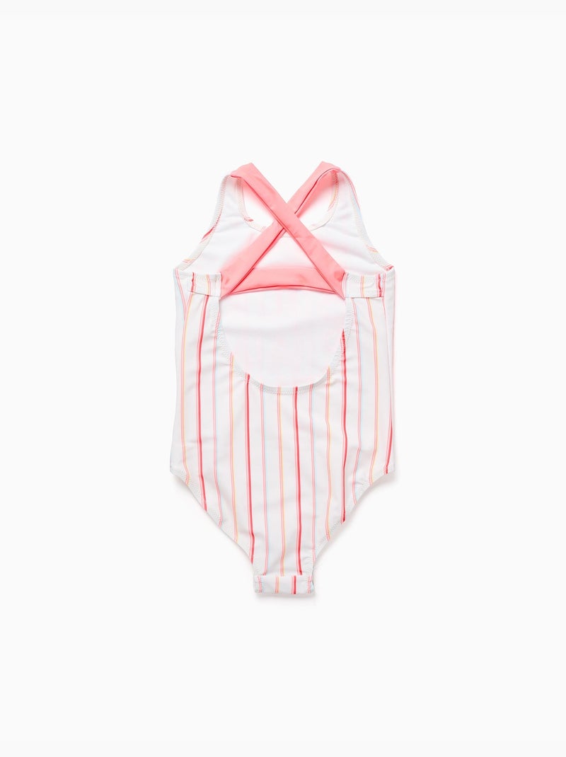 Bañador a rayas con estampado delantero Blanco - Kiabi