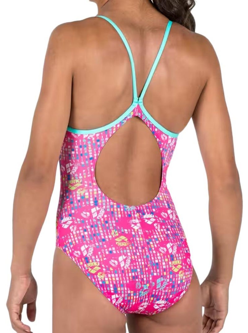 Bañador Arena de una pieza para niña con estampado Allover Rosa - Kiabi