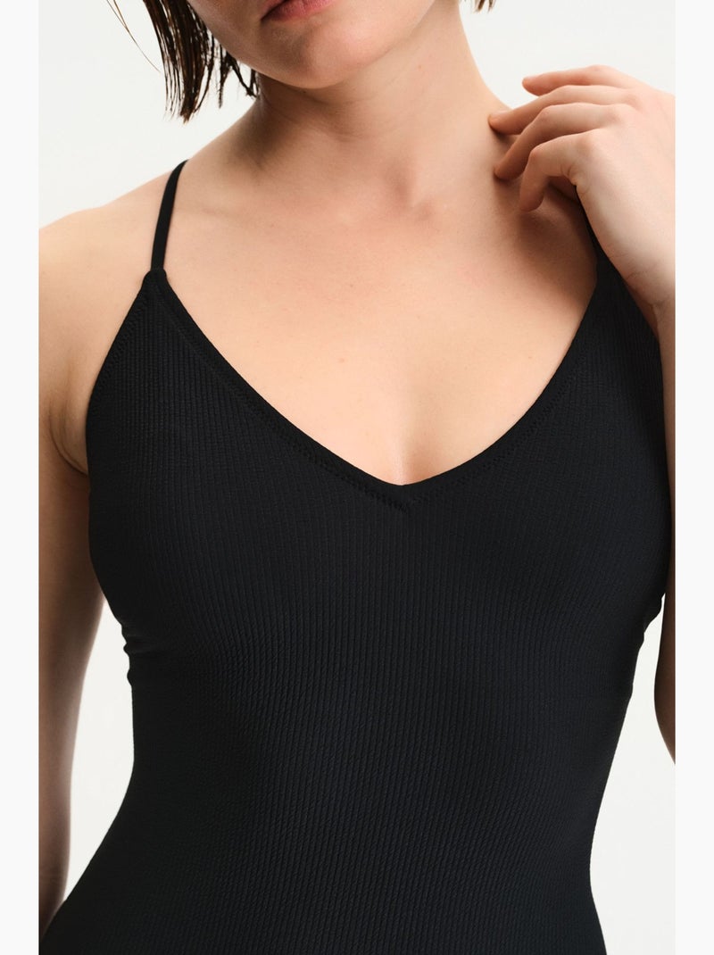 Bañador aspen texturizado con escote en v penti Negro - Kiabi