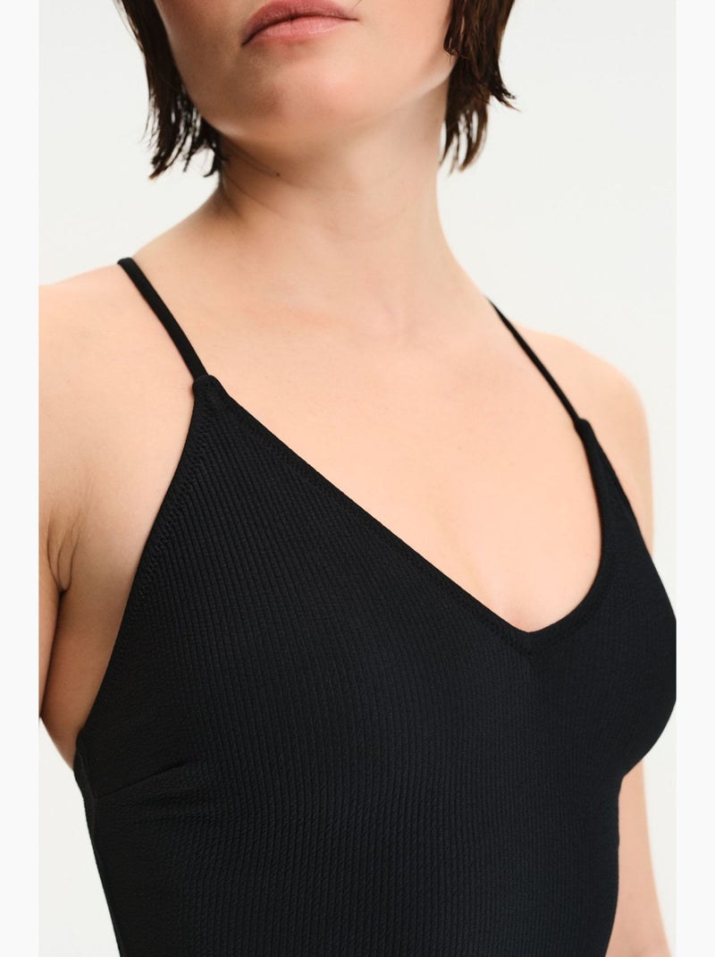 Bañador aspen texturizado con escote en v penti Negro - Kiabi