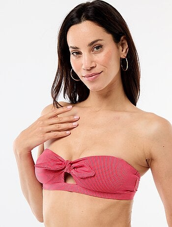Bañador bandeau con estampado vichy