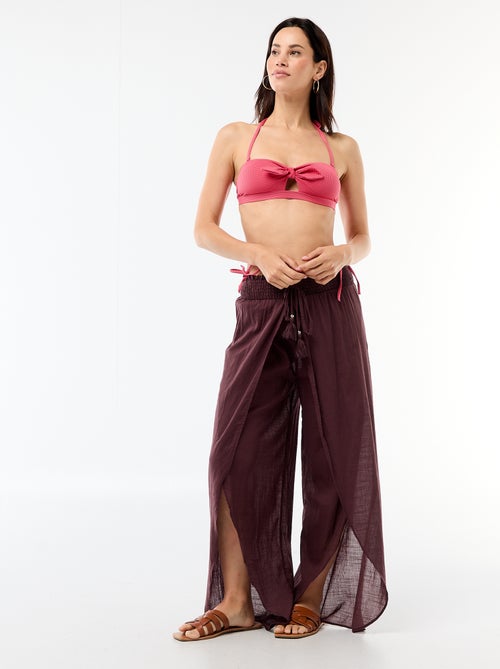 Bañador bandeau con estampado vichy - Kiabi