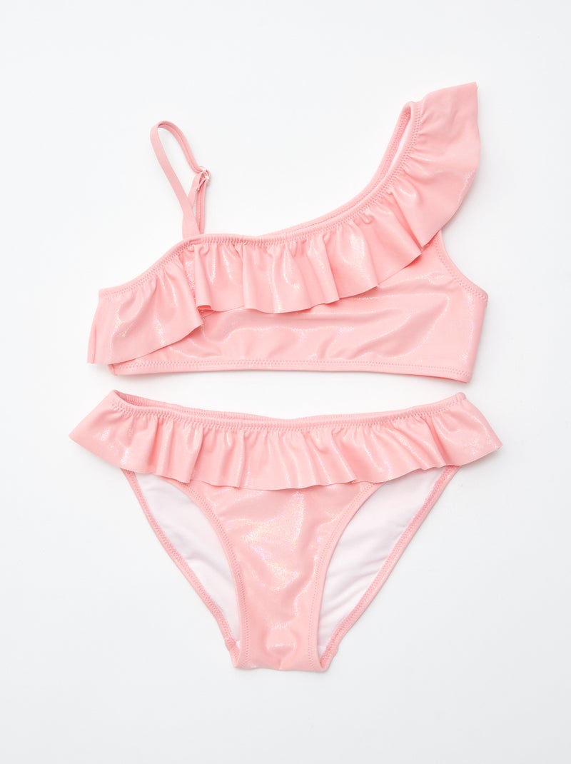Bañador brillante con volantes - 2 piezas ROSA - Kiabi