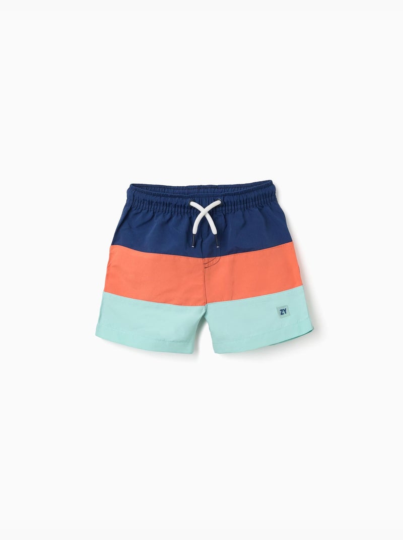Bañador con bloque de colores y cordón Azul oscuro - Kiabi
