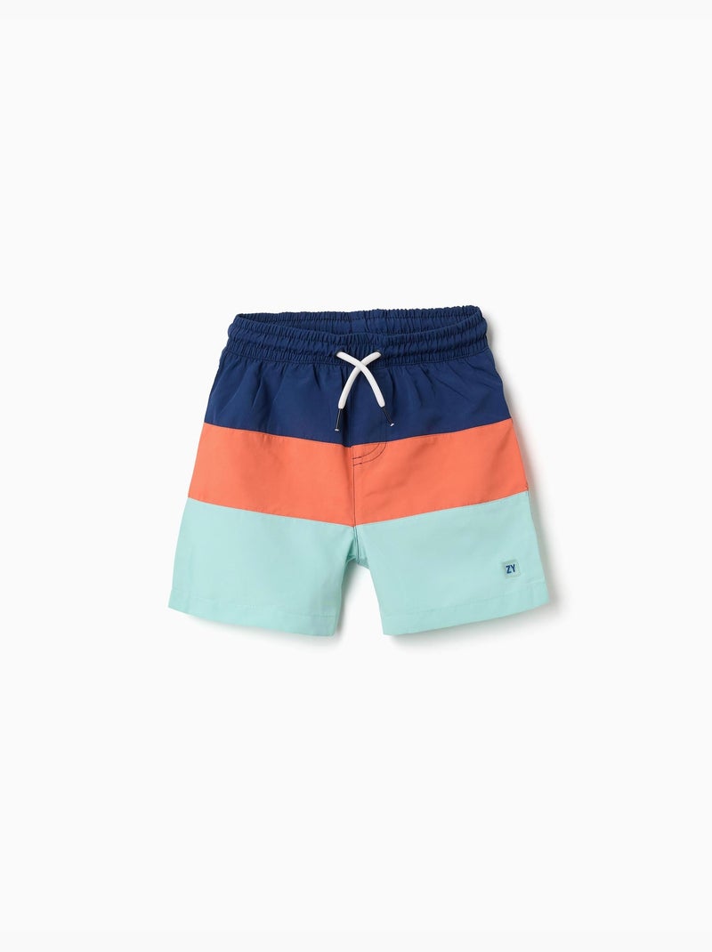 Bañador con bloque de colores y cordón Azul oscuro - Kiabi
