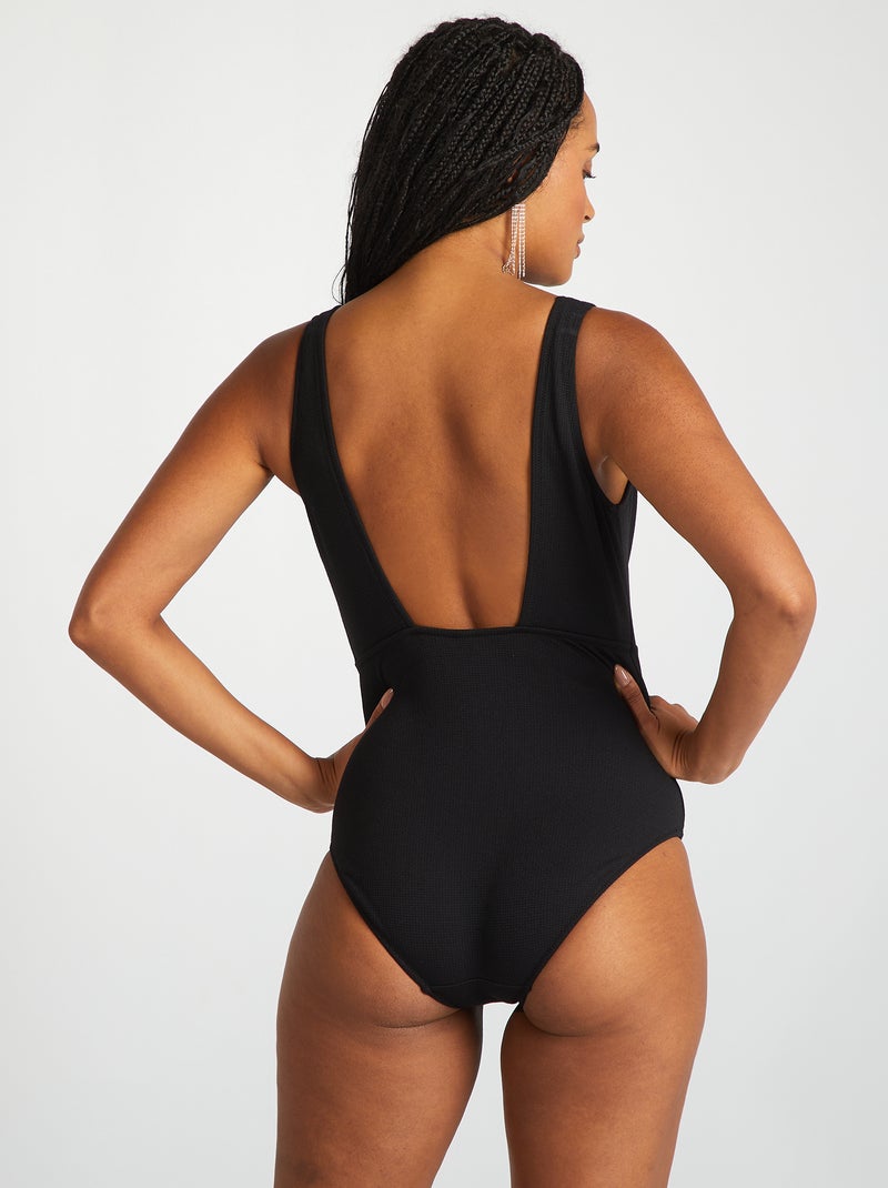 Bañador con detalle de concha negro - Kiabi