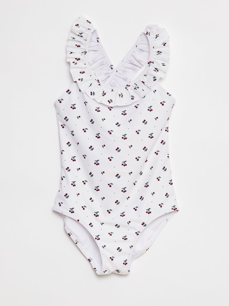 Bañador con estampado de cerezas 1 pieza BLANCO - Kiabi