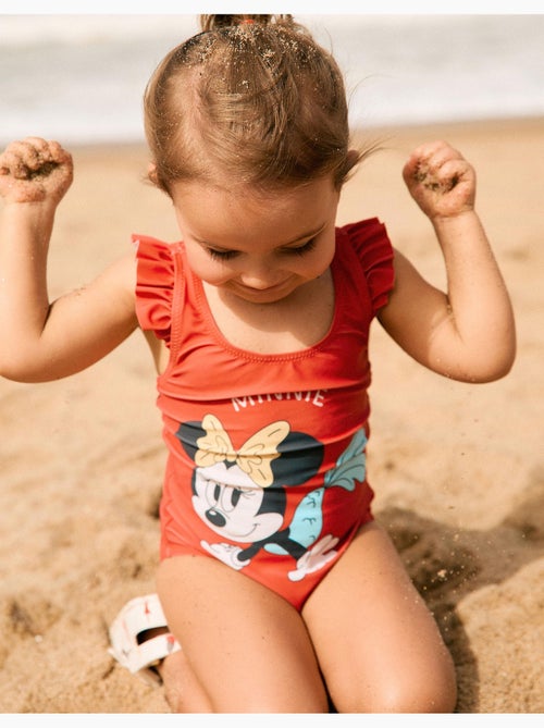 Bañador con estampado de Minnie y tirantes con volantes - Kiabi