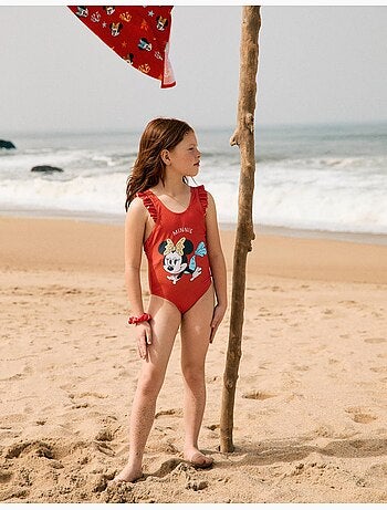 Bañador con estampado de Minnie y tirantes con volantes