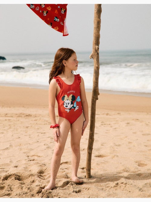 Bañador con estampado de Minnie y tirantes con volantes - Kiabi
